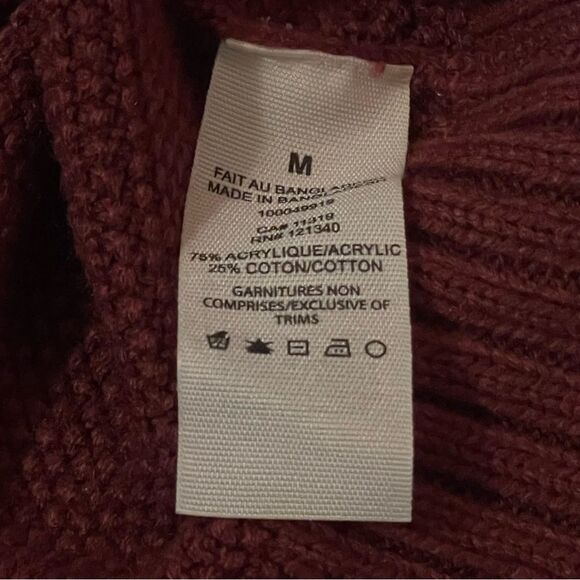 Maroon Burgundy Cable Knit Cropped Sweater - Picture 4 of 4